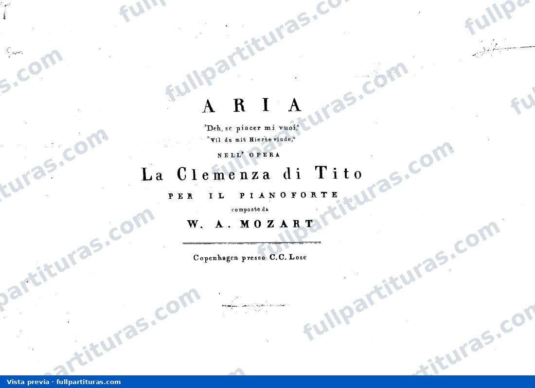 Árias con acompañamiento de piano: Aria "Deh, se piacer mi vuoi" — preview