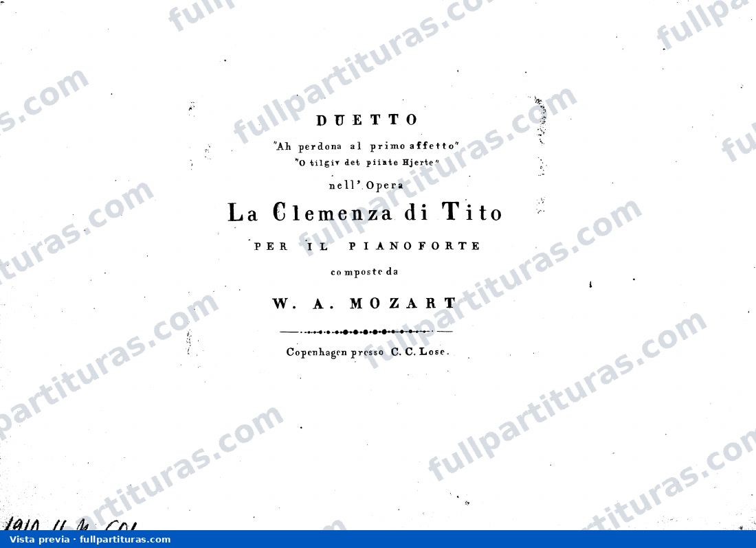 Árias con acompañamiento de piano: Duetto "Ah perdona al primo affetto" — vista previa