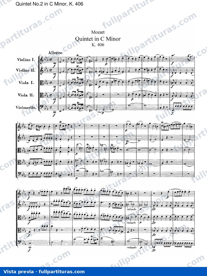 Quintetos: Quinteto No.2 en C menor, Kv. 406 — preview