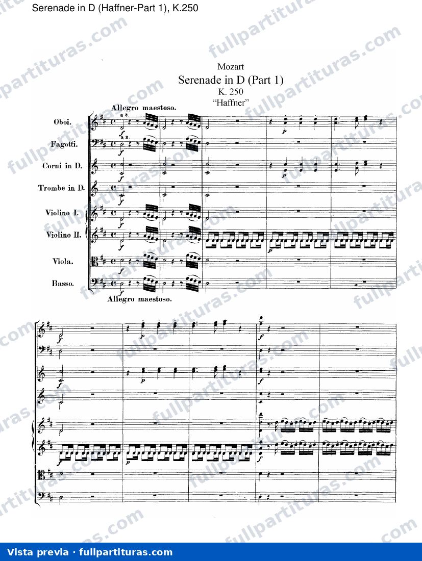 Rondos: Serenata en D (Haffner-Part 1), Kv.250 — preview