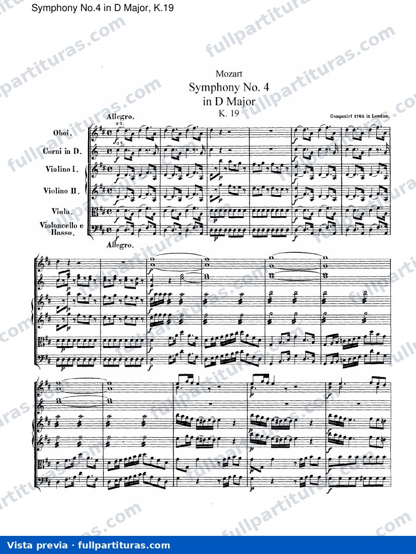 Sinfonías: Sinfonía No.4 en D mayor, Kv.19 — preview