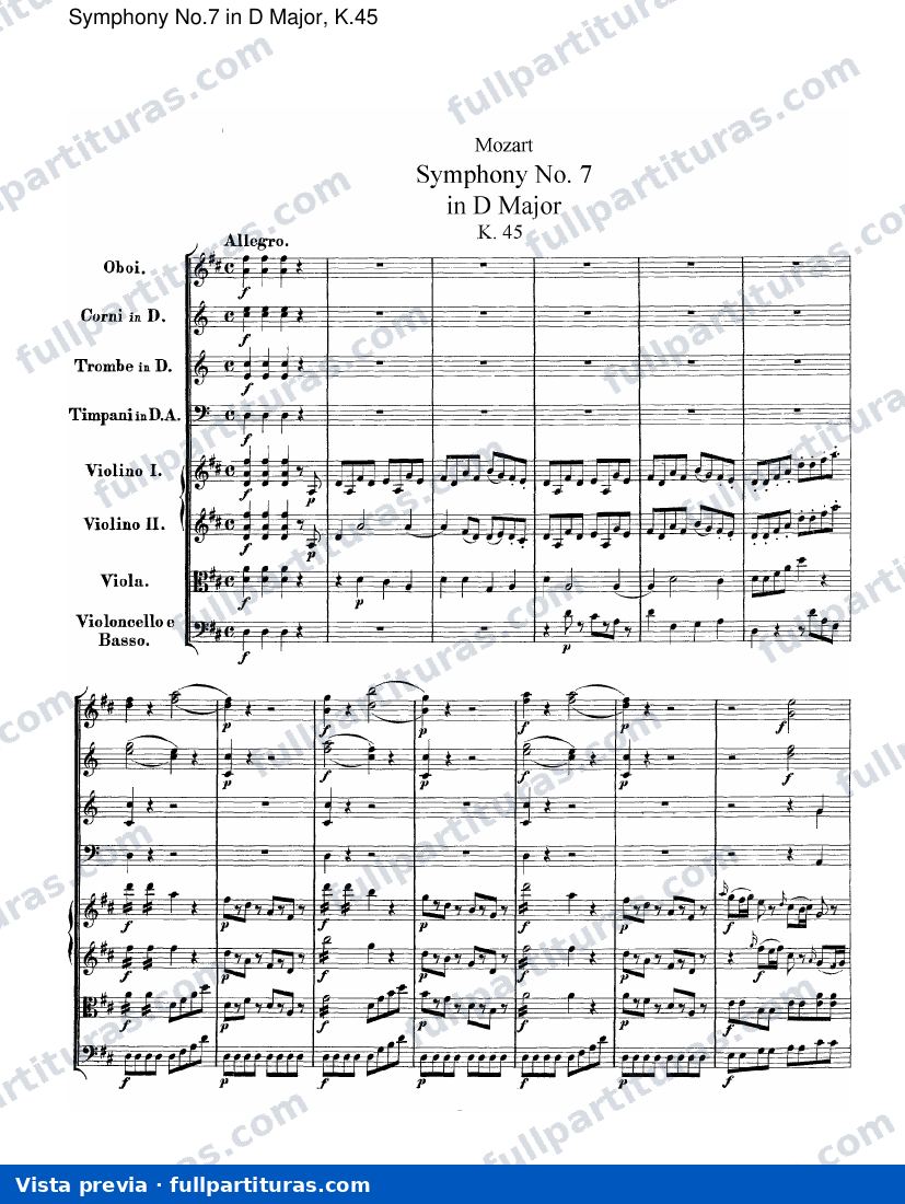 Sinfonías: Sinfonía No.7 en D mayor, Kv.45 — preview