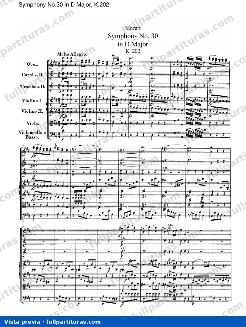 Sinfonía No.30 en D mayor, Kv.202 — preview