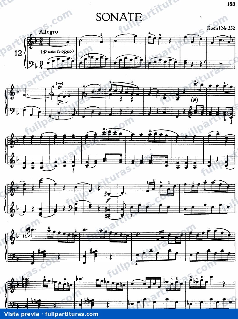 Sonata KV 332 — preview