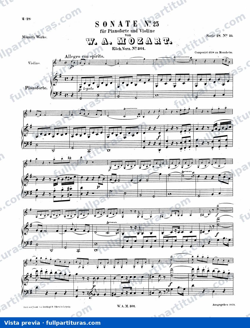 Sonata para violín y piano Kv. 301 — preview