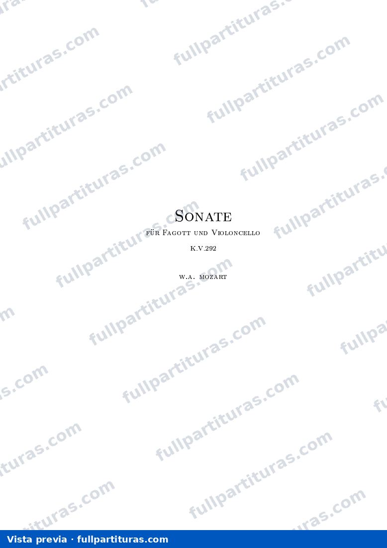 Sonata para Violoncello y Fagot KV 292 — preview