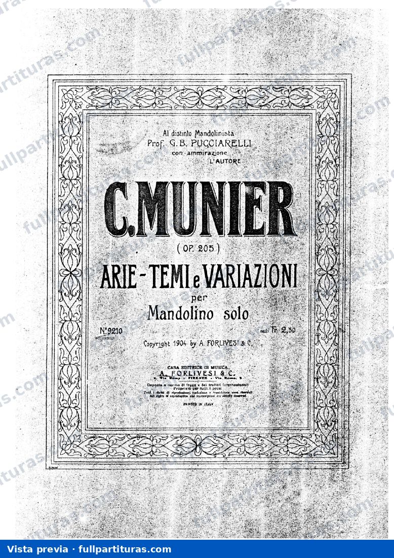 Aria Tema Variazioni para mandolina op.205 — preview