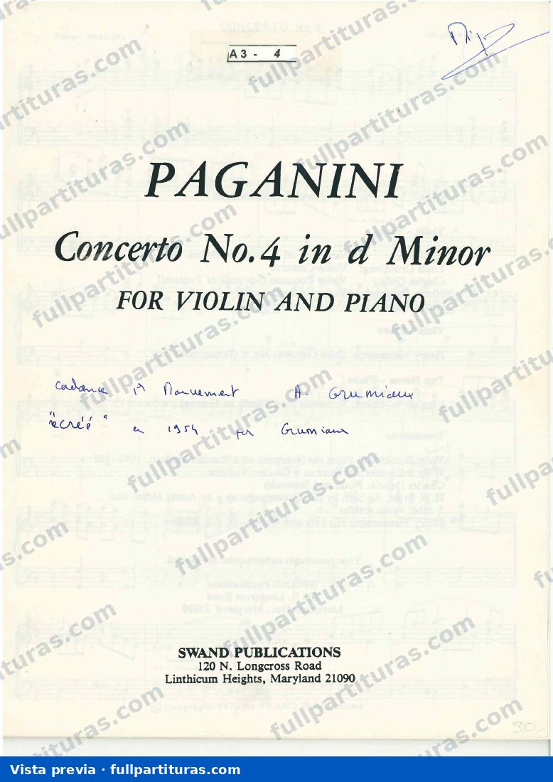 Concierto Nº 4 para Violín y Orquesta — preview