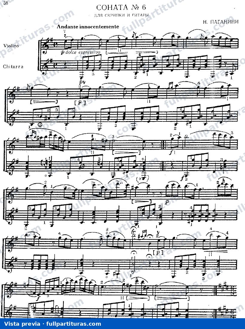 Sonata para Violín y Guitarra Op. 3 Nº 6 — preview