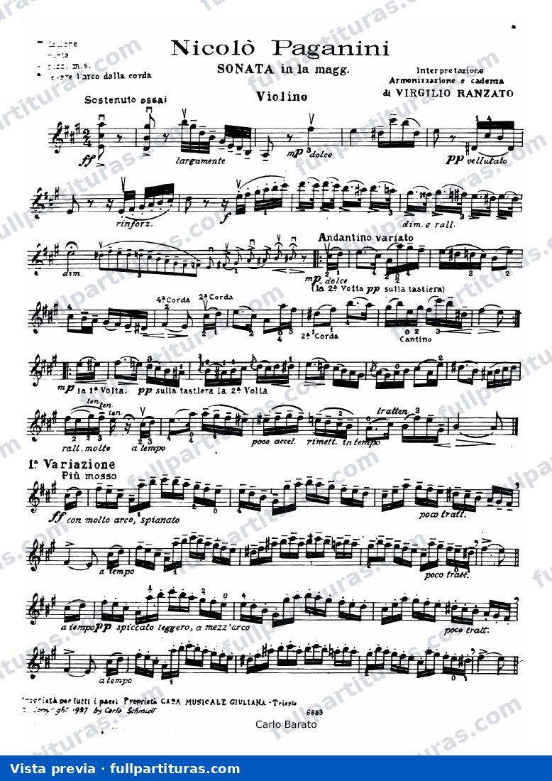 Sonata para violín en La M — preview