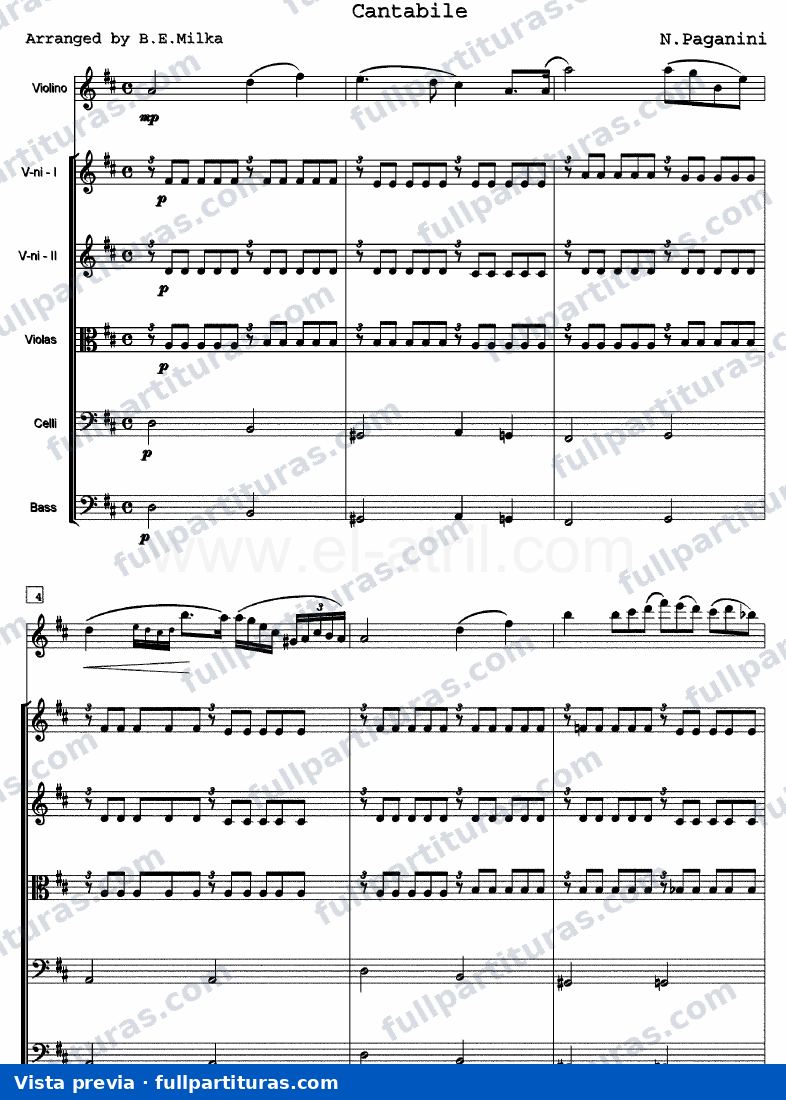Cantabile para Violín y Orquesta — preview