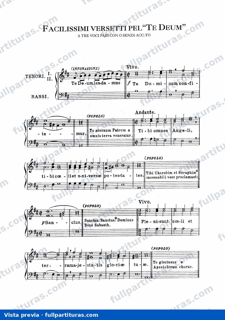 Facilissimi Versetti pel Te Deum — preview