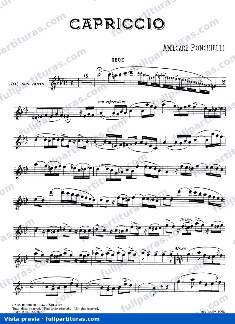 Capriccio for Oboe and Piano — Vorschau