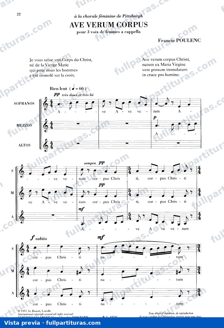 Ave verum corpus, FP 154 — preview