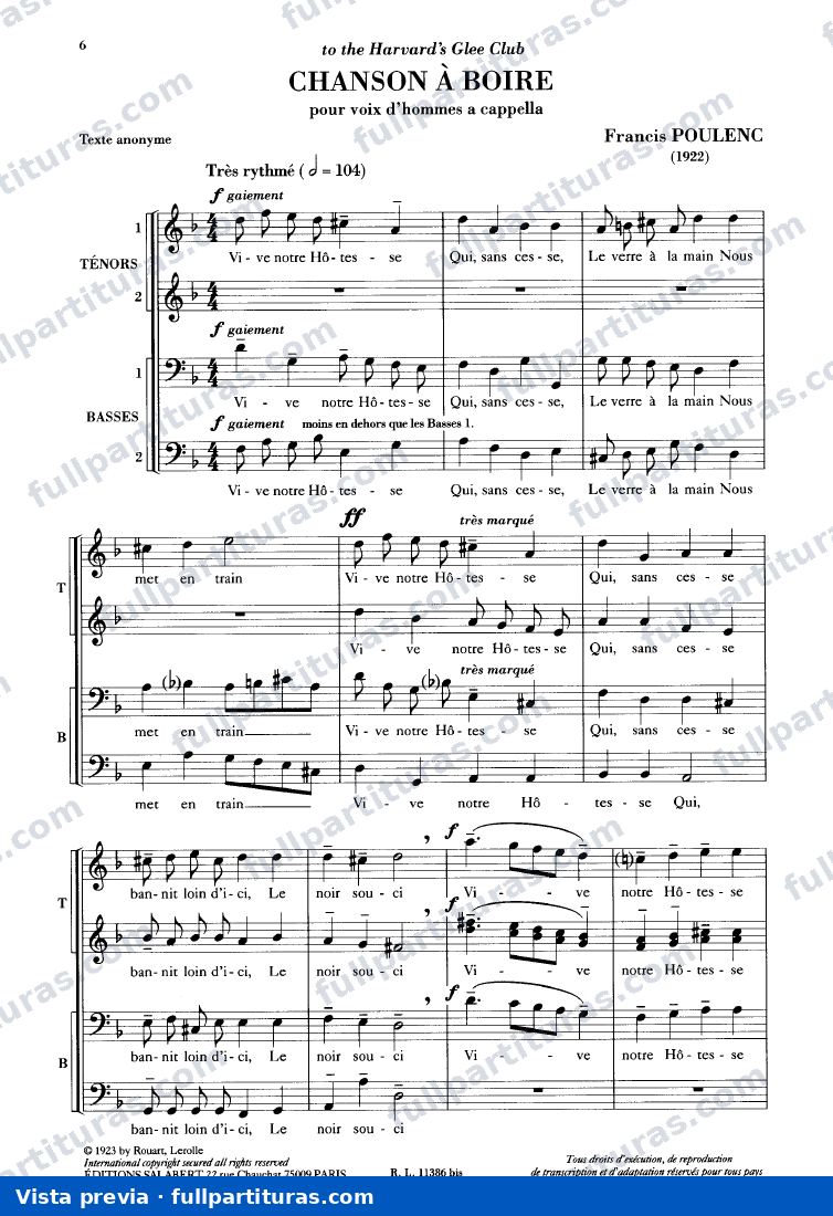 Chanson àboire, FP 31 — preview