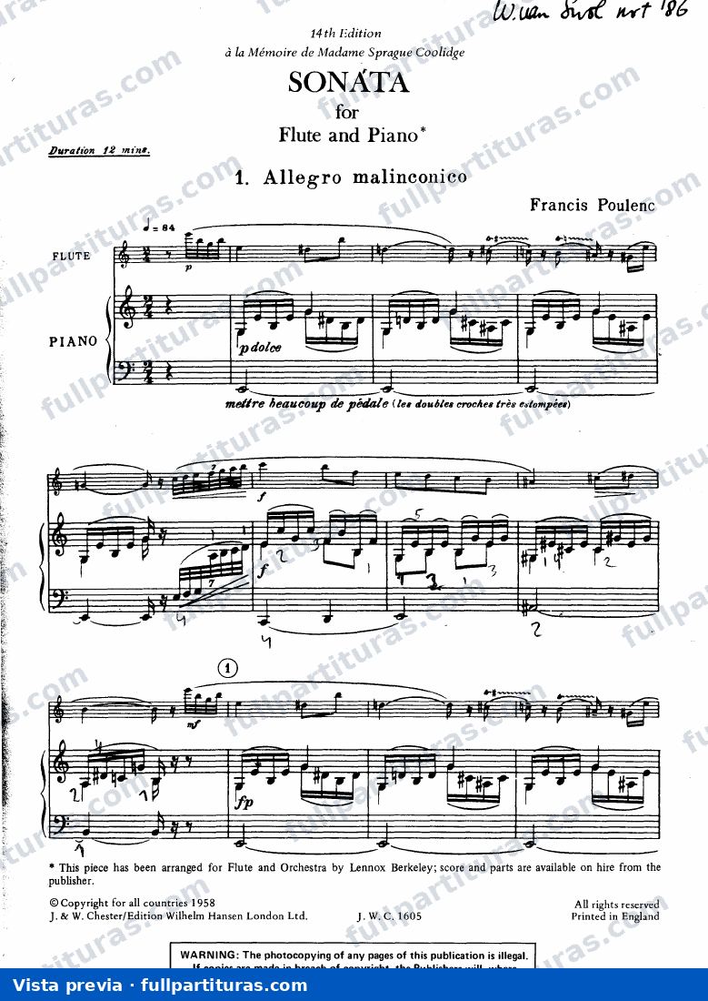 Sonata para flauta, FP 164 — preview
