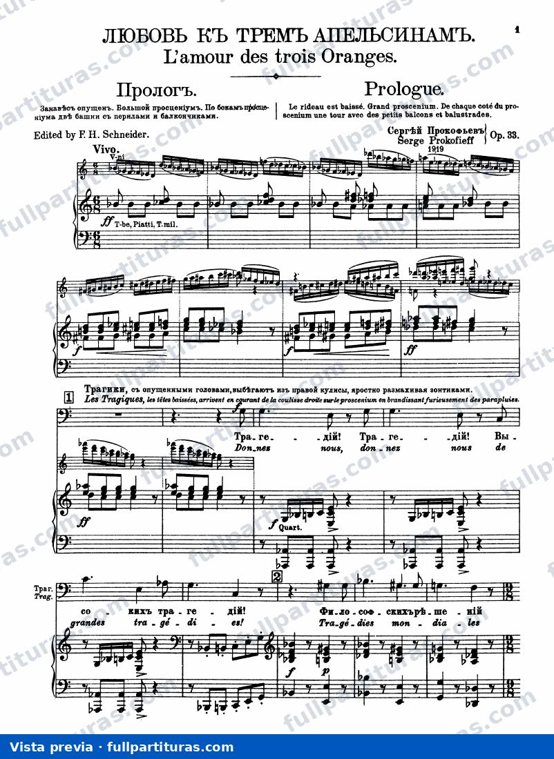 El amor por tres naranjas, Op.33: Prólogo — preview