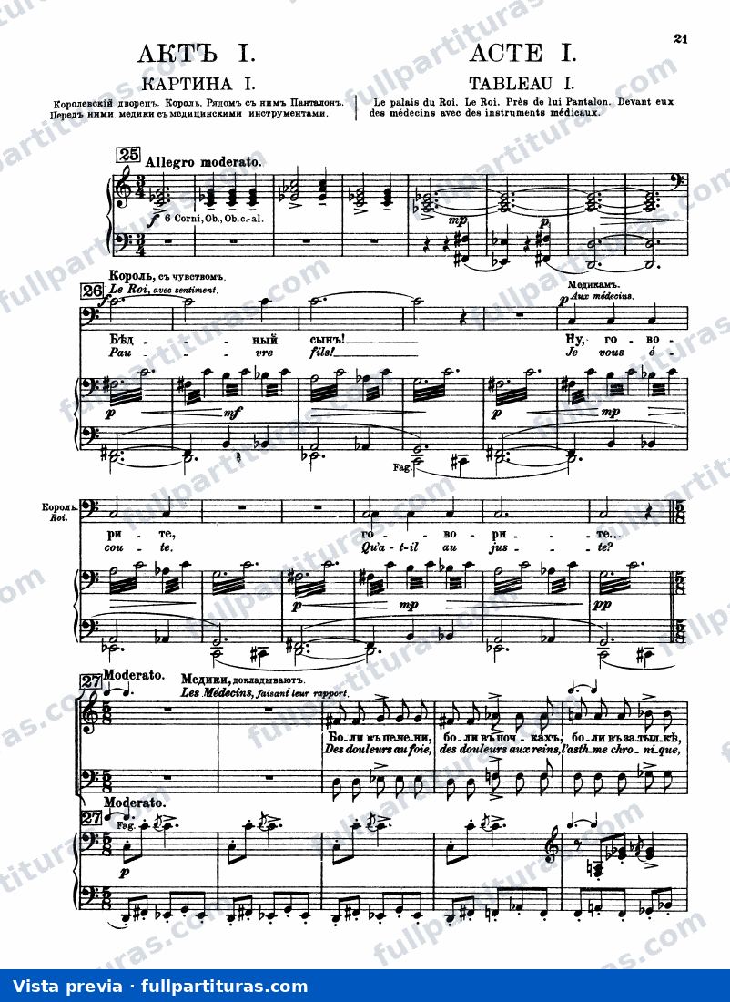 El amor por tres naranjas, Op.33: Acto 1 — preview