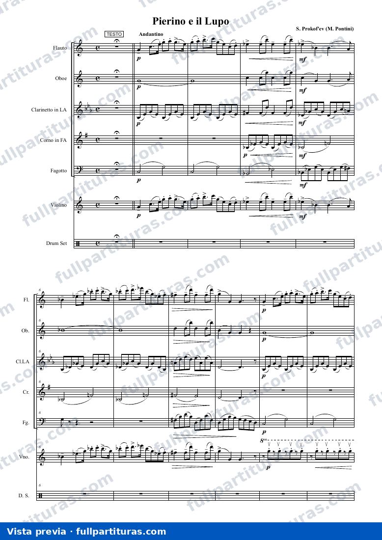 Versión para quinteto de cuerdas violín y percusión — preview