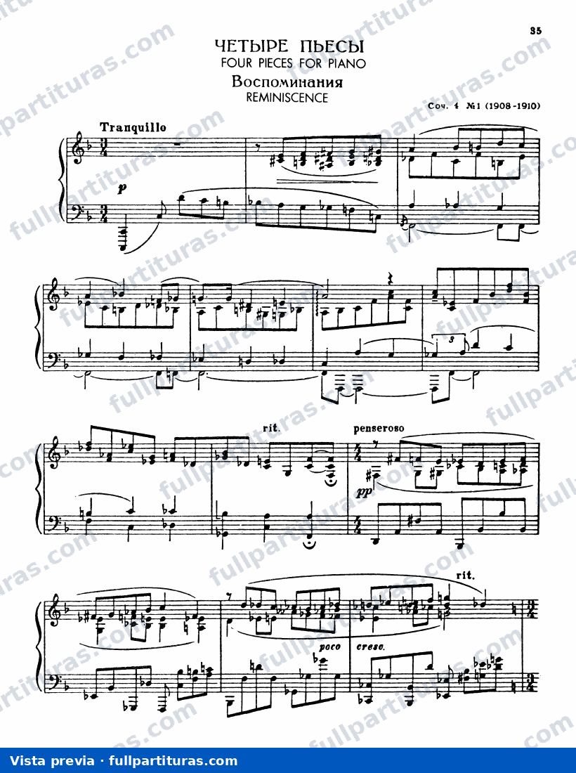 4 Piezas para Piano, Op.4 — preview