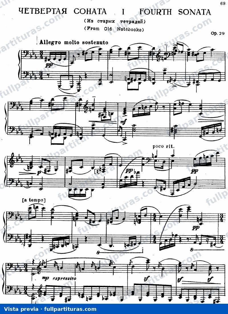 Sonata para piano No.4, Op.29 — preview