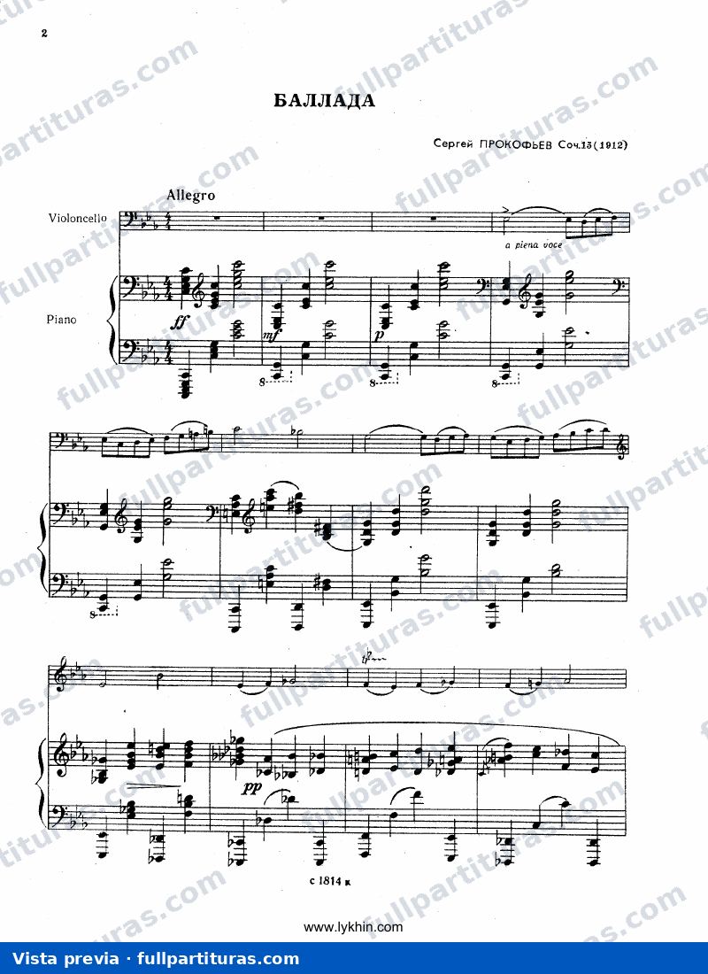 Ballade para cello y piano, Op.15 — preview