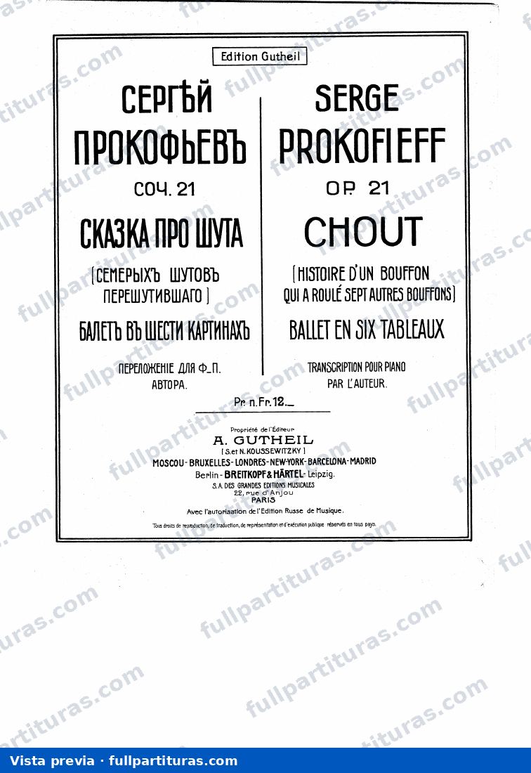 Chout Suite, Op.21bis (transc. piano) — preview