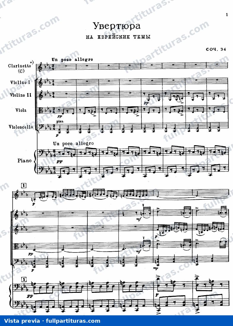 Overture sobre temas hebreos, Op.34 — preview