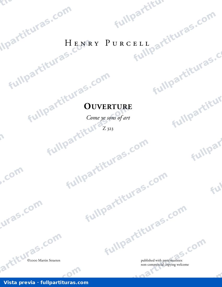 Ode for Queen Mary's birthday "Come ye sons of art": Sinfonia — preview