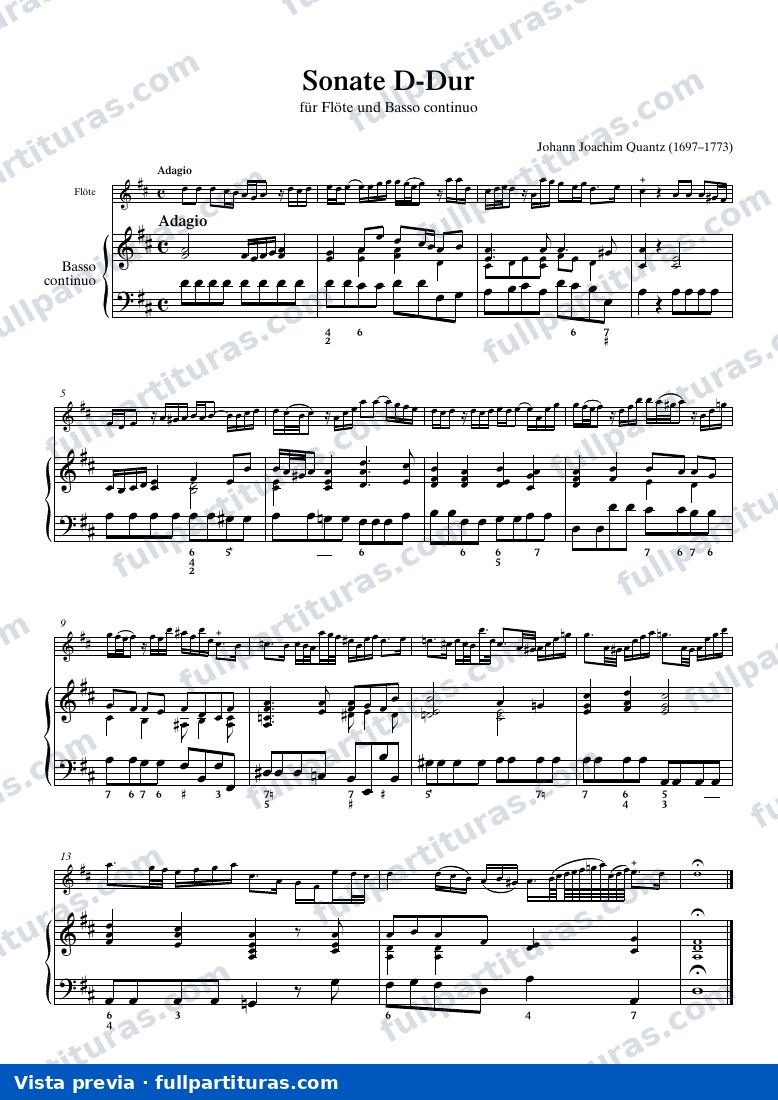 Sonata en Re mayor para Flauta y continuo — preview