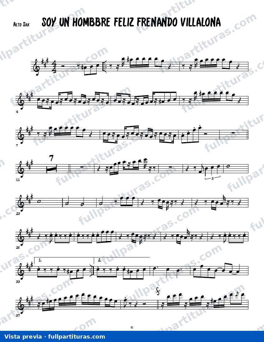 Soy un hombre feliz (Saxofón Alto) — vista previa
