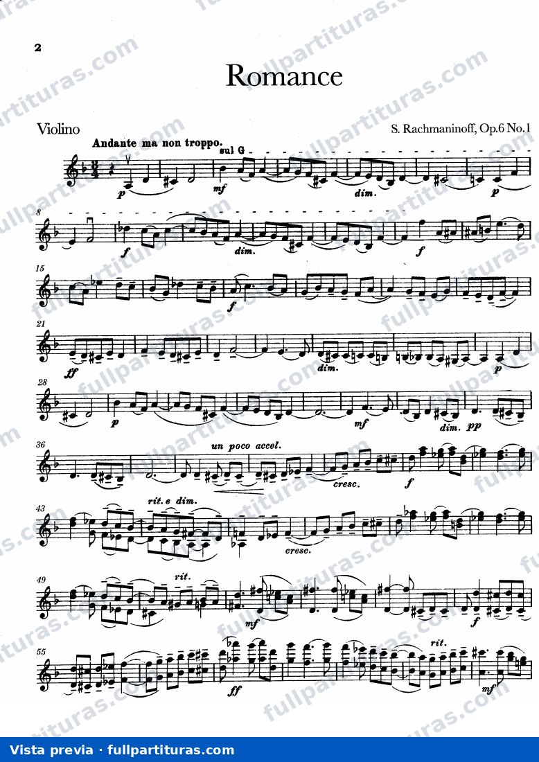 2 Pieces, Op.2: Parte del violín — preview