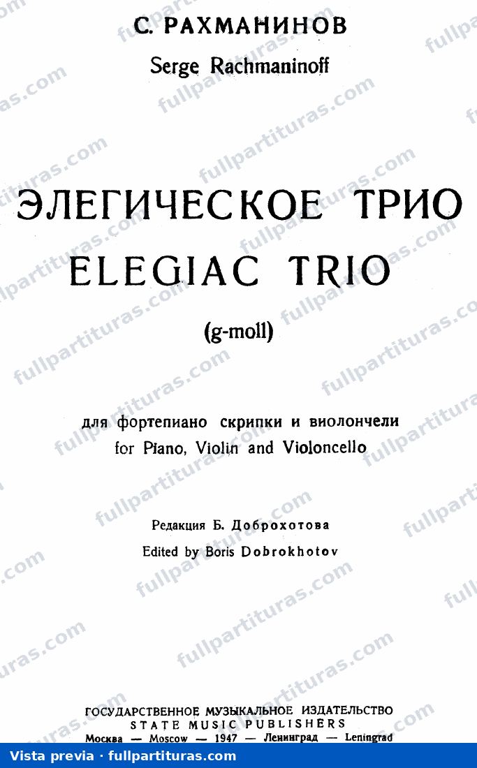 Trio élégiaque No.1 in G minor — preview