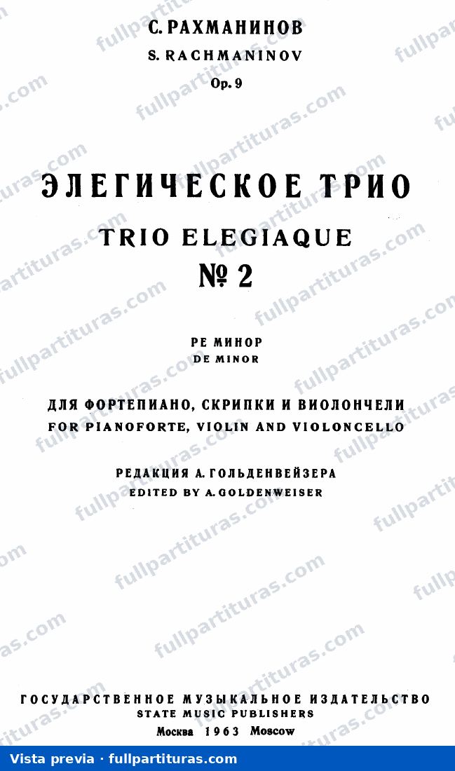 Trio élégiaque No.2 in D minor, Op.9 — preview