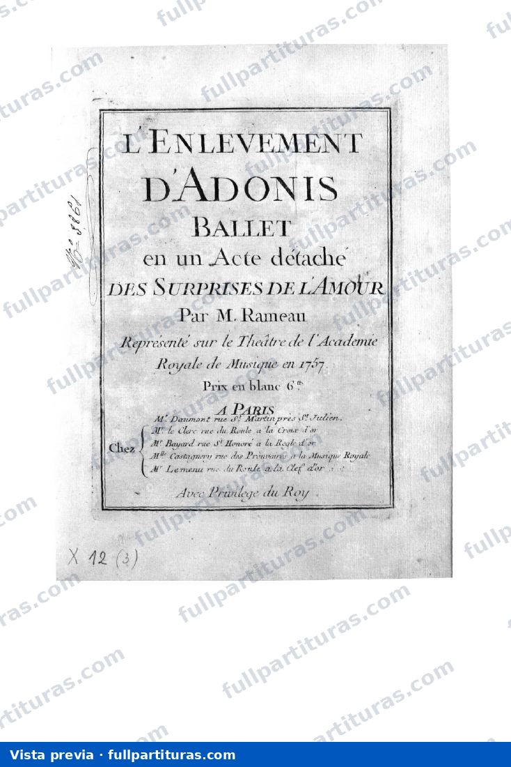 L'Enlèvement d'Adonis — Vorschau