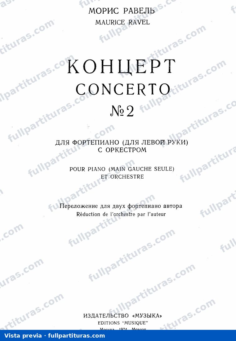 Concierto Nº 2 Para Piano y Orquesta (Concierto para la mano izquierda) — vista previa