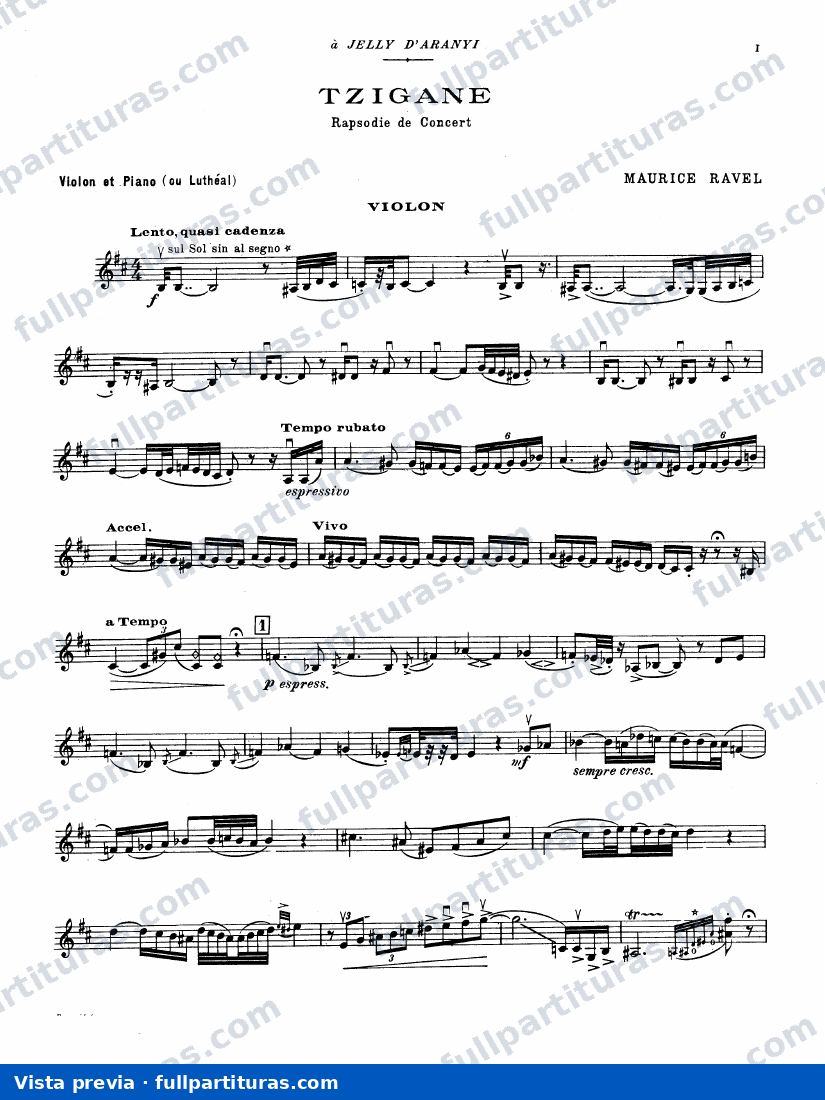 Bolero: Tzigane para violíin y piano — preview