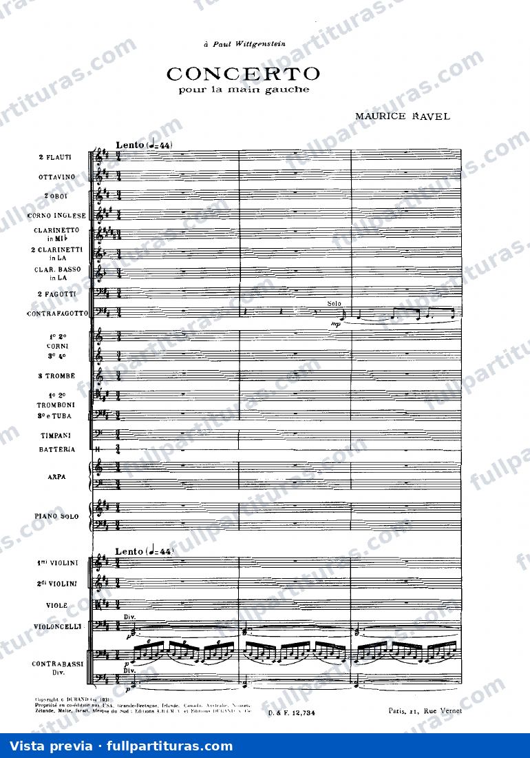 Concierto para piano en Sol: Concierto para la mano izquierda — preview
