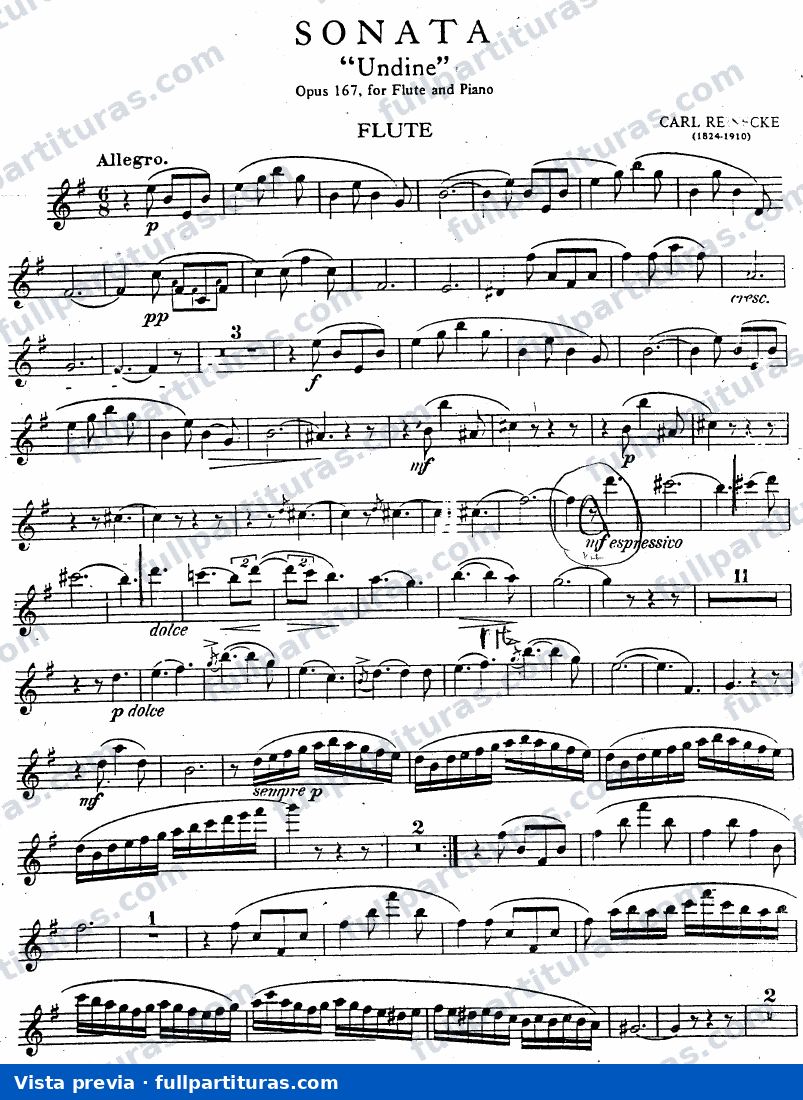Sonata para Flauta y Piano Undine Op. 167 — preview