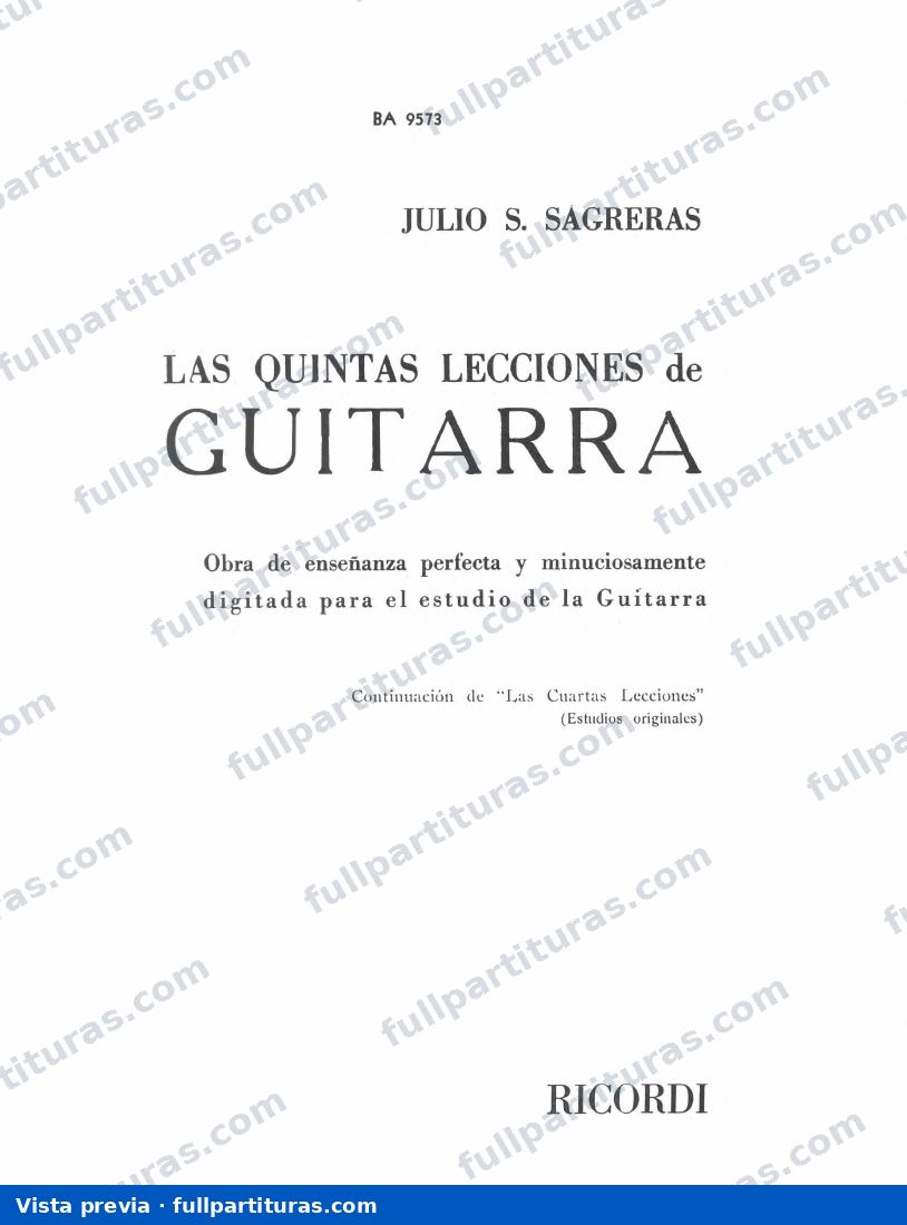 Las quintas Lecciones de Guitarra — preview
