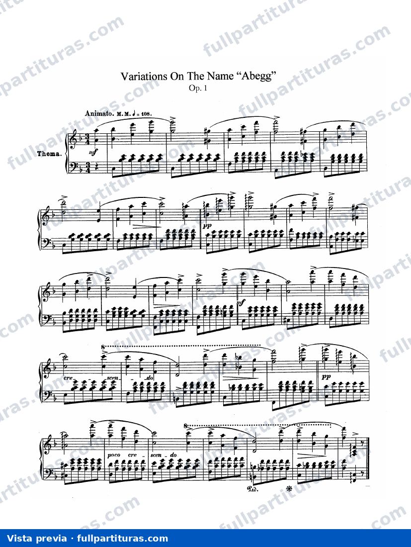 Variaciones Sobre el Nombre de Abeeg Op. 1 — preview