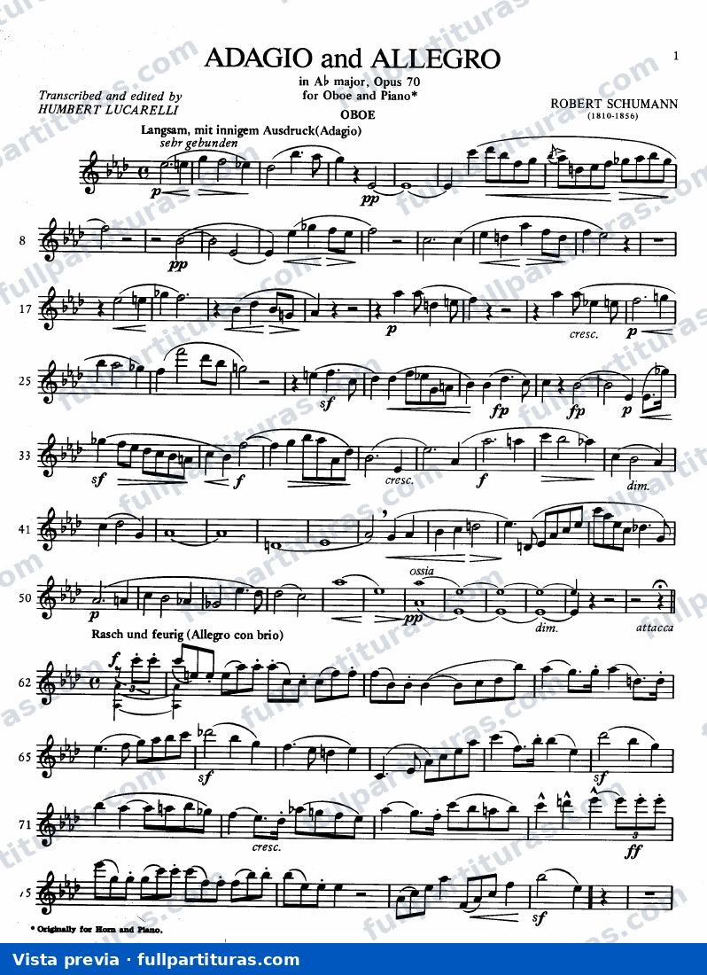 Adagio y Allegro para Oboe y Piano Op. 70 en La b M — preview