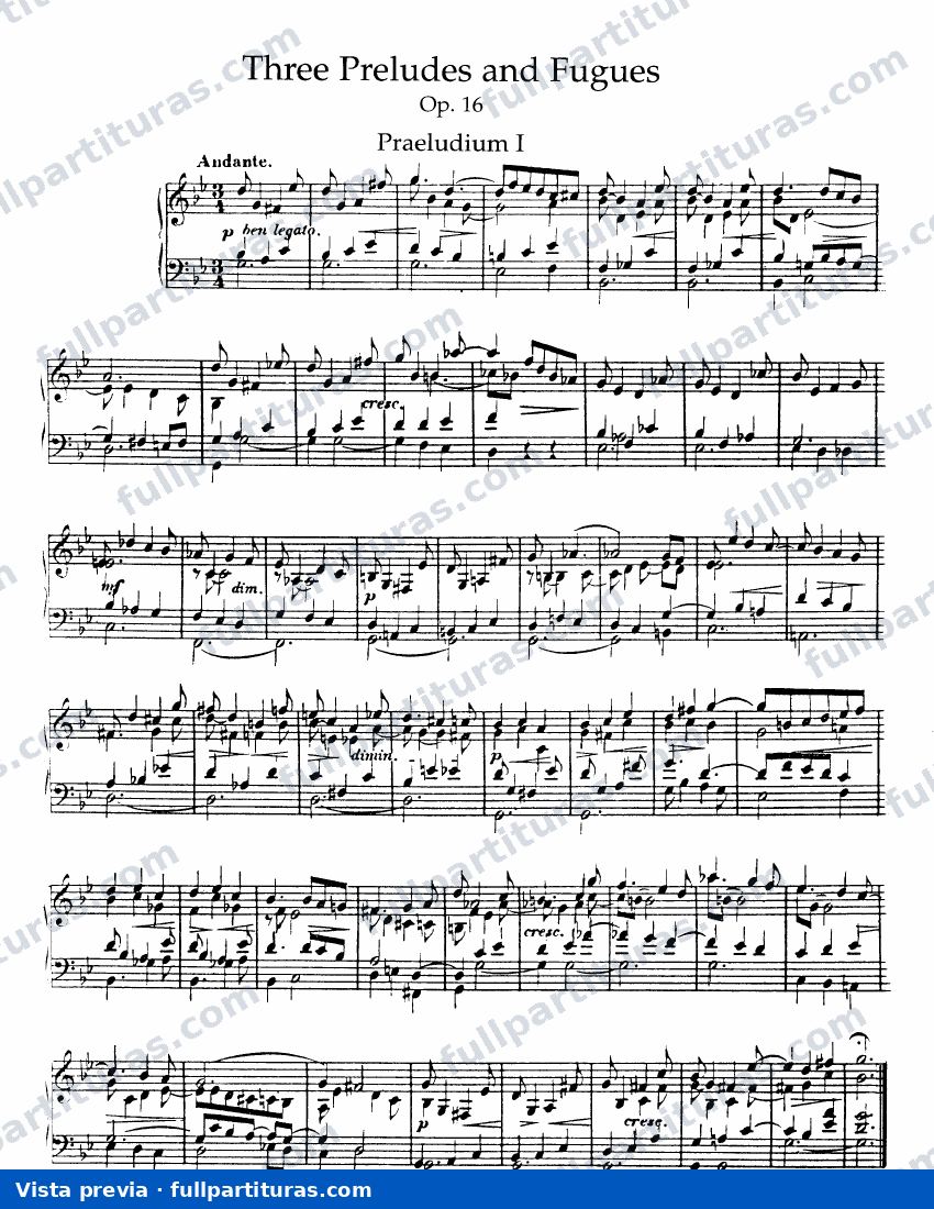 Tres Preludios y Fugas Op. 16 — vista previa