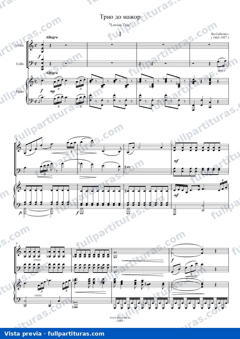 Allegro, Trío para Violín, Violonchelo y Piano — preview