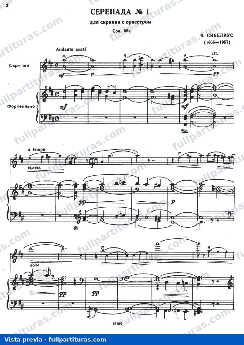 Dos serenatas Op. 69 para violín y piano — preview