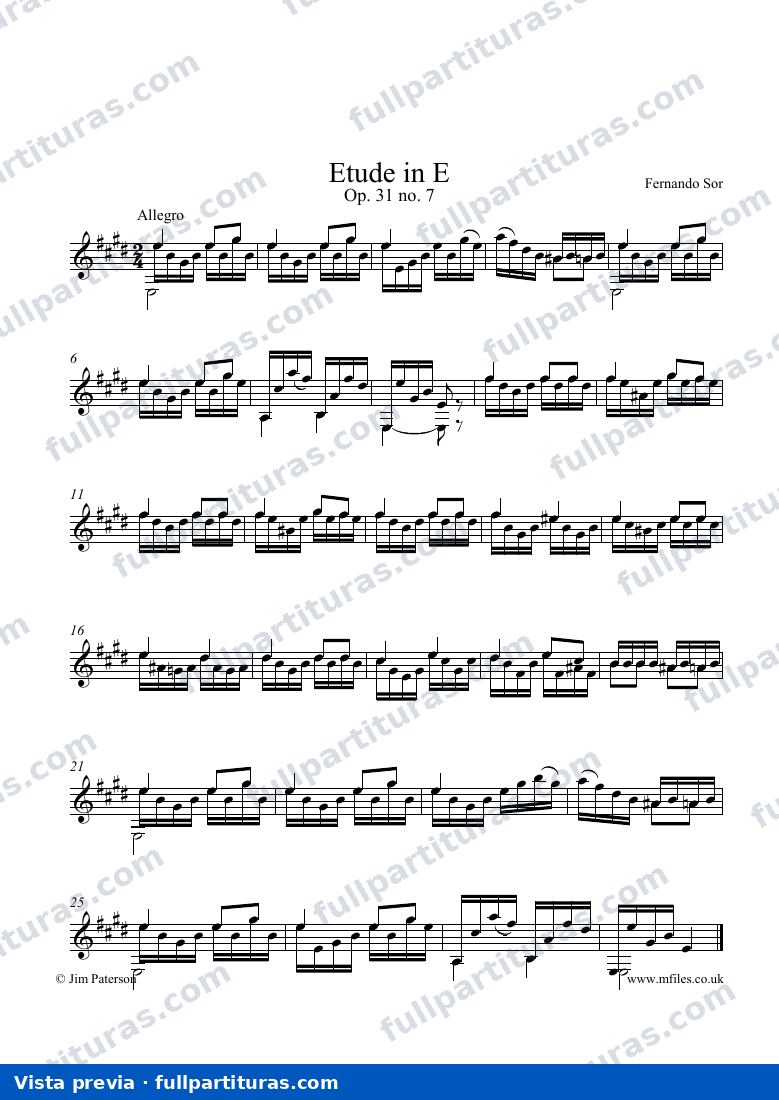 Estudionº 7 en Mi M Op. 31 — vista previa