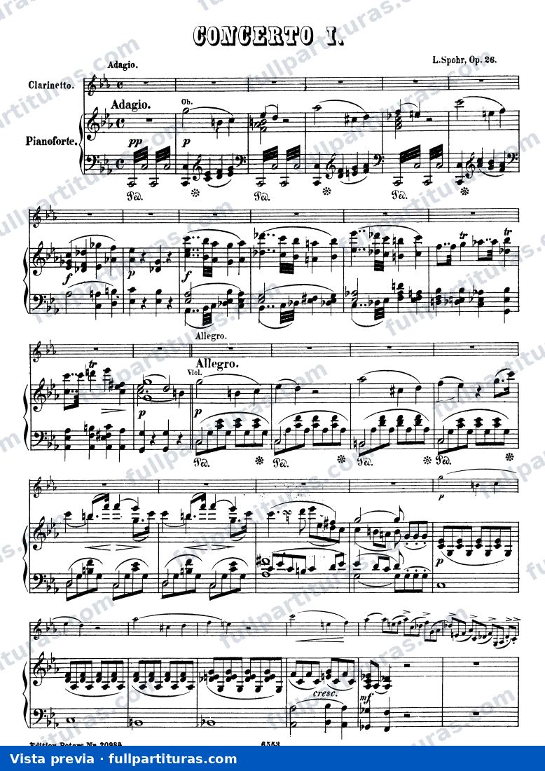 Estudios para violín: Clarinet Concerto No.1, Op.26 — preview