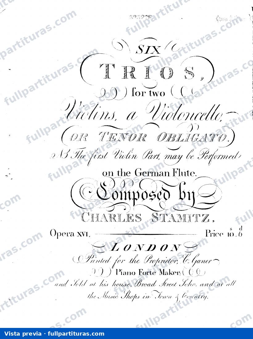 6 Trios, Op.16: parte del violoncello — preview