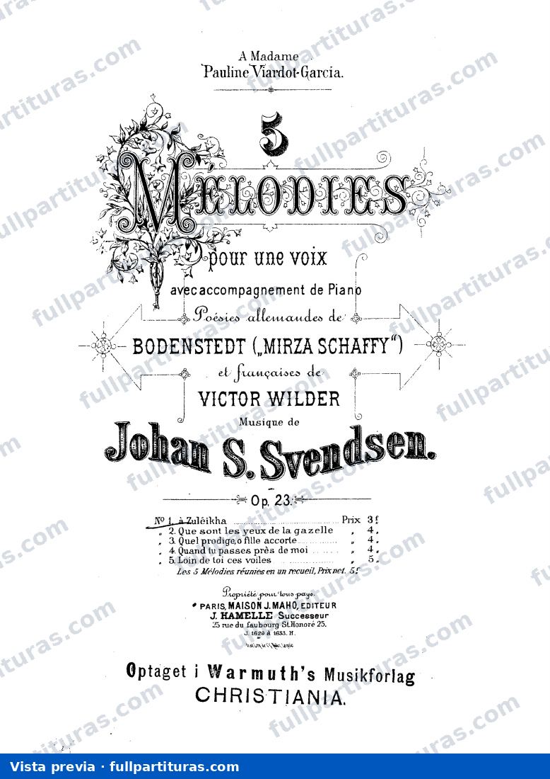 5 Melodies, Canciones, Op.23: Zuleikha — preview