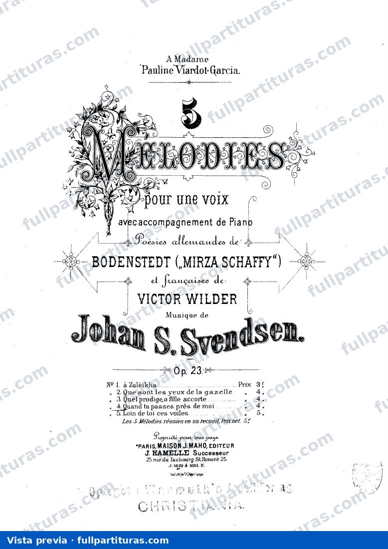 5 Melodies, Canciones, Op.23: Quand tu passes pres de moi — preview